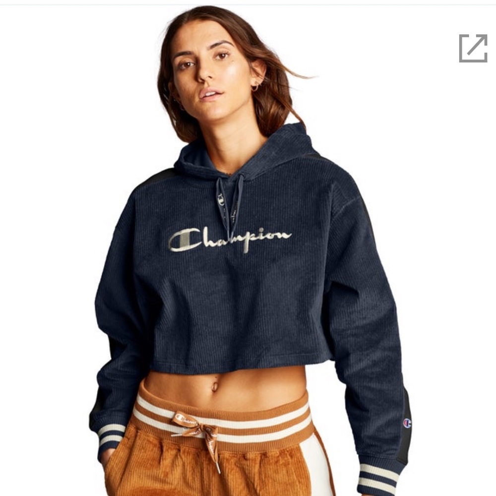 NWT! CHAMPION CORDUROY CROP HOODIE